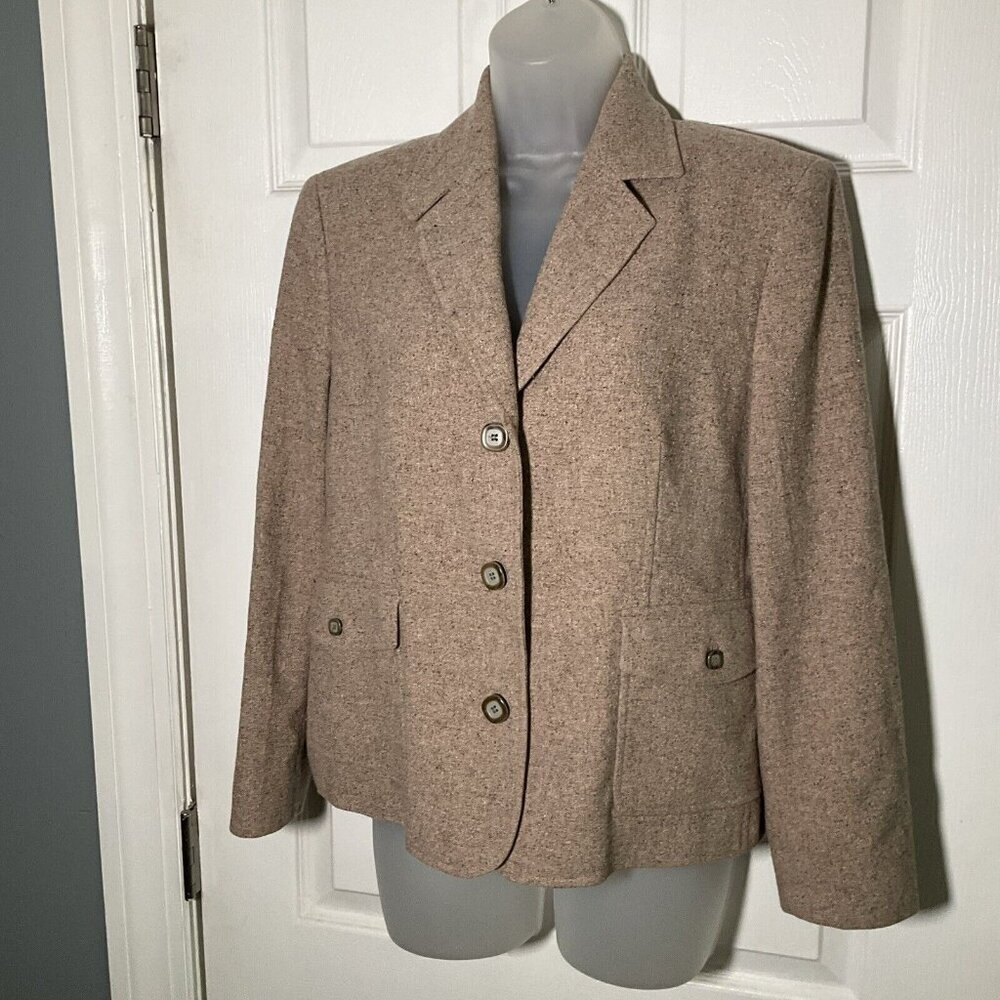 L.L. Bean Women's Taupe Tweed Blazer Jacket